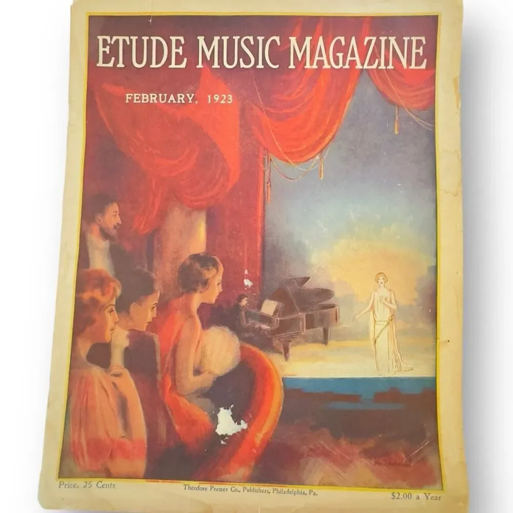 Etude Music Magazine February 1923 Vintage Sheet Music History Levittzki, Scott